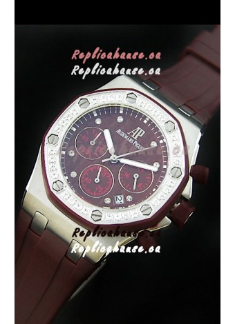 Audemars Piguet Royal Oak Offshore Lady Alinghi Swiss Watch in Maroon Dial