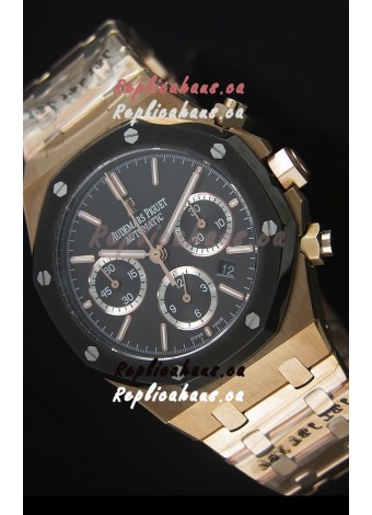 Audemars Piguet Royal Oak Rose Gold in Black Ceramic Dial - 1:1 Mirror Replica