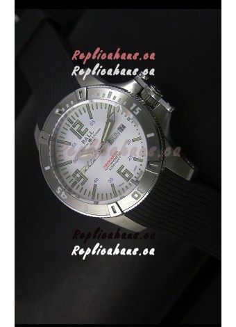 Ball Hydrocarbon Spacemaster Automatic Day Date Rubber Strap in White Dial - Original Citizen Movement 