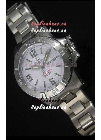 Ball Hydrocarbon Spacemaster Automatic Replica Day Date Watch in White Dial - Original Citizen Movement 