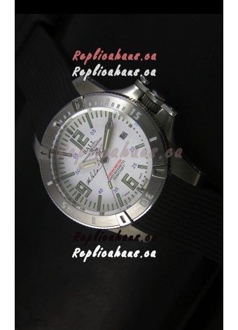 Ball Hydrocarbon Spacemaster Automatic Rubber Strap in White Dial - Original Citizen Movement 
