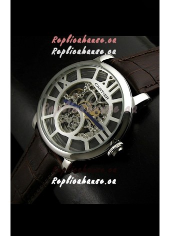 Cartier Ronde de Japanese Replica Watch in Skelton Grey Dial