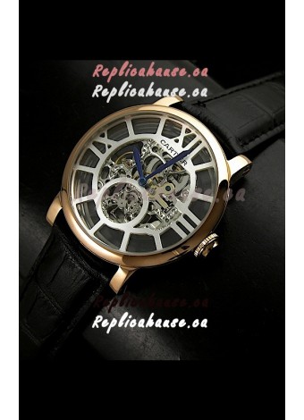 Cartier Ronde de Japanese Replica Watch in Skeleton Silver Dial