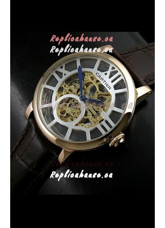 Cartier Ronde de Japanese Replica Watch in Skelton Gold Dial