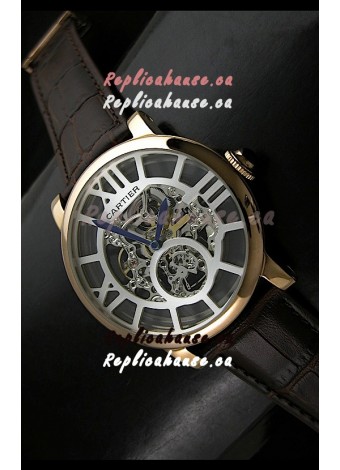 Cartier Ronde de Japanese Replica Watch in Skelton Grey Dial