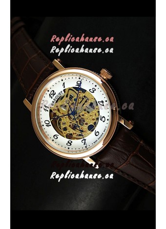 Breguet Classique Japanese Automatic Watch in Gold Skeleton Dial - Arabic Hour Numerals