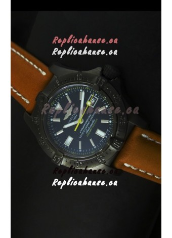 Breitling Seawolf PVD Coated Swiss Watch in Brown Strap