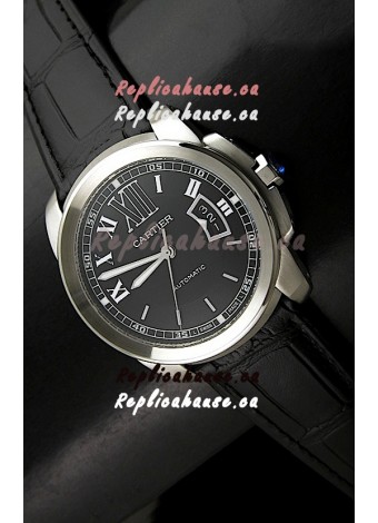 Cartier Calibre de Cartier Swiss Replica Automatic Watch in Black Dial