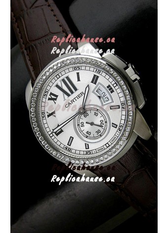 Cartier Calibre de Japanese Replica Watch in White Dial