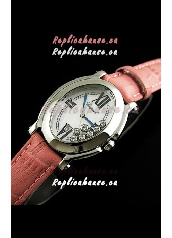 Chopard Happy Sport Swiss Replica Watch in Pink Strap