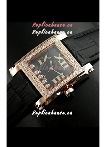 Chopard Happy Sport Swiss Replica Watch in Black Strap