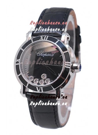 Chopard Happy Sport Star Shaped Diamonds Swiss Watch in Black Dial