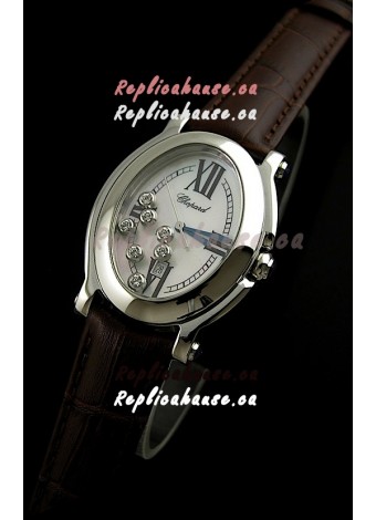 Chopard Happy Sport Swiss Replica Watch in Brown Strap