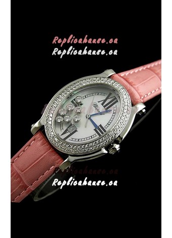 Chopard Happy Sport Swiss Replica Watch in Pink Strap