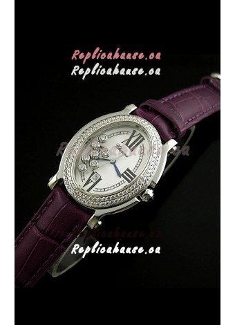 Chopard Happy Sport Swiss Replica Watch in Purple Strap