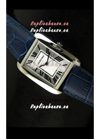 Cartier Tank Ladies Replica Watch in Steel Case/Purple Strap