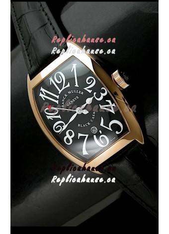 Franck Muller Geneve Casablanca Japanese Rose Gold Watch in Black Dial