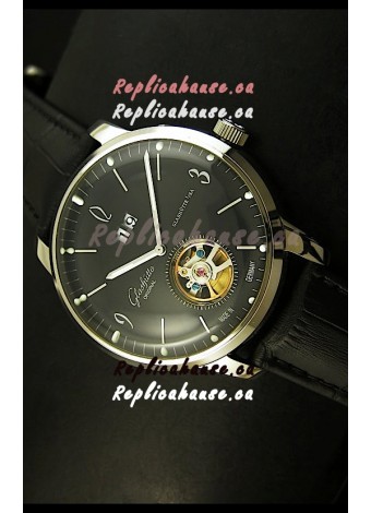 Glashuette Tourbillon Japanese Replica Watch in Black Dial