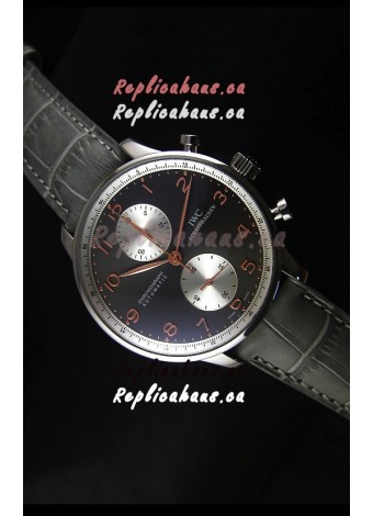IWC Portuguese Chronograph Swiss Replica Watch in Steel Case - 1:1 Mirror Replica Edition