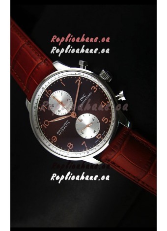 IWC Portuguese Chronograph Swiss Replica Watch in Steel Case - 1:1 Mirror Replica Edition