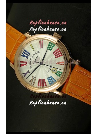 Franck Muller Master of Complications Liberty Japanese Replica Watch in Pink Gold Case