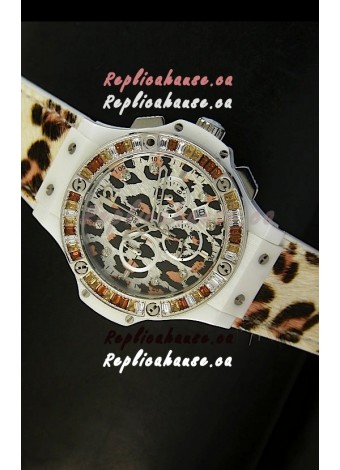 Hublot Big Bang White Zebra Bang Edition in White PVD Case 34MM Watch
