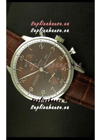 IWC Portuguese Chronograph Swiss Replica Watch in Steel Case - 1:1 Mirror Replica Edition