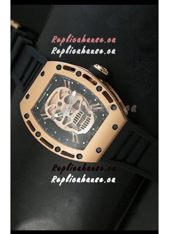 Richard Mille RM052 Skull Tourbillon Swiss Replica Watch in Pink Gold Casing