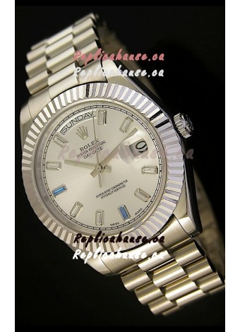 Rolex Day Date II 41MM Swiss Replica Watch - Steel Dial - 1:1 Mirror Replica Watch 