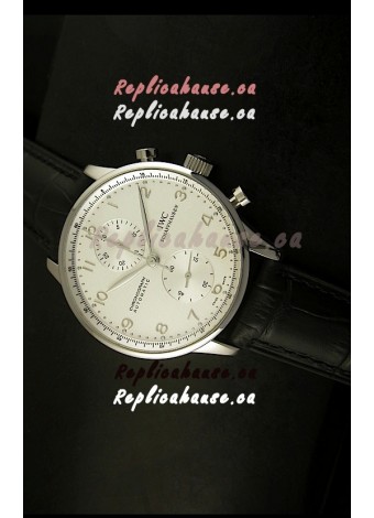 IWC Portuguese Chronograph Swiss Replica Watch in Steel Case - 1:1 Mirror Replica Edition