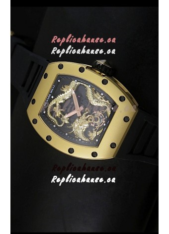 Richard Mille RM057 Tourbillon Jackie Chan Swiss Replica Watch in Yellow Gold