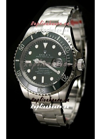 Rolex Submariner Watch with Glidelock Clasp Green Bezel/Dial
