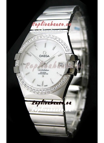 Omega Constellation Mens Swiss Automatic Watch in White Dial - 1:1 Mirror Replica 