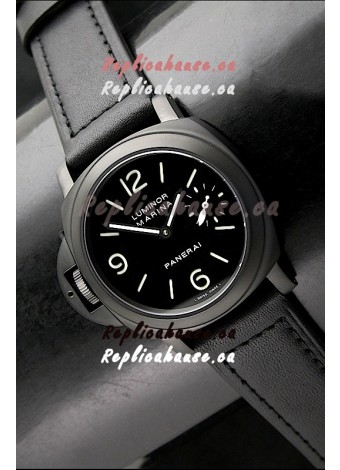 Panerai Luminor Marina Left Hand Wind PVD Swiss Watch - Leather Strap