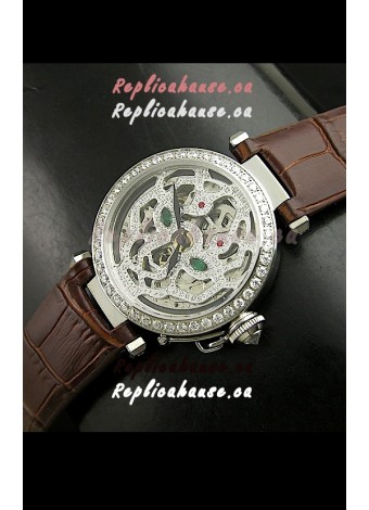 Cartier Pasha Ladies Replica Watch in Skelton Diamond Dial