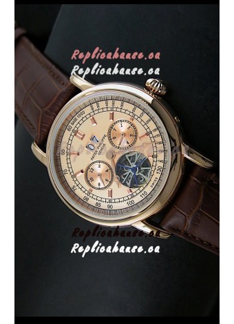Patek Philippe Complications Tourbillon Japanese Replica Watch in Pink Gold