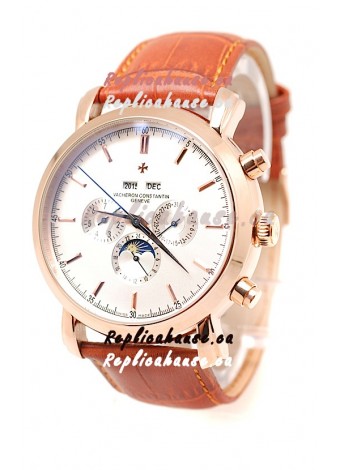 Vacheron Constantin Malte Perpetual Chronograph Japanese Replica Watch in White Dial