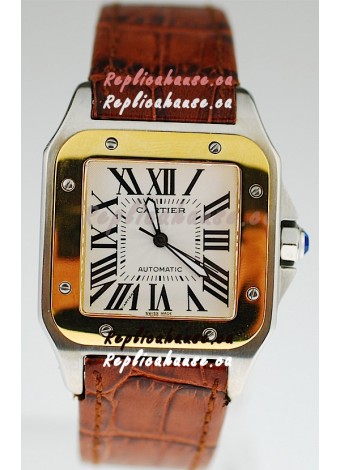 Cartier Santos 100 Swiss Replica Two Tone Watch