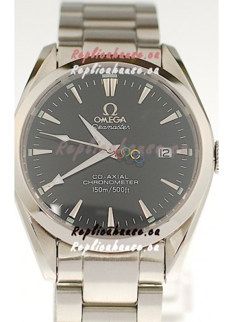 Omega SeaMaster CO AXIAL Swiss Replica Watch in Black Dial
