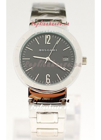 Bvlgari Quartz Japanese Steel Watch in Black Dial