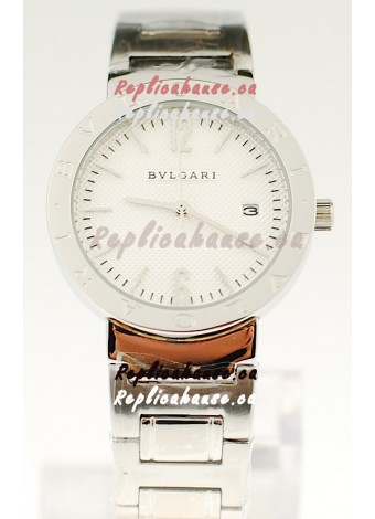 Bvlgari Quartz Japanese Steel Watch in White Dial