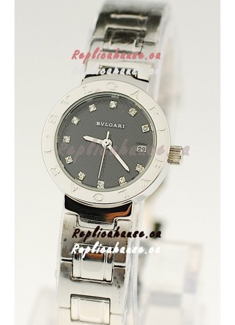 Bvlgari Quartz Japanese Steel Watch in Diamond Markers