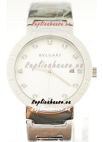 Bvlgari Quartz Japanese Steel Watch in Diamond Markers