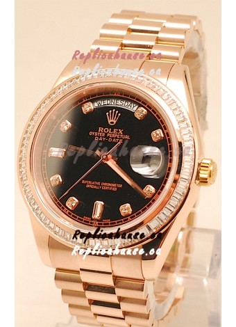 Rolex Day Date II Rose Gold Japanese Replica Watch