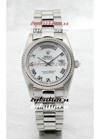 Rolex Day Date Silver Swiss Replica Watch