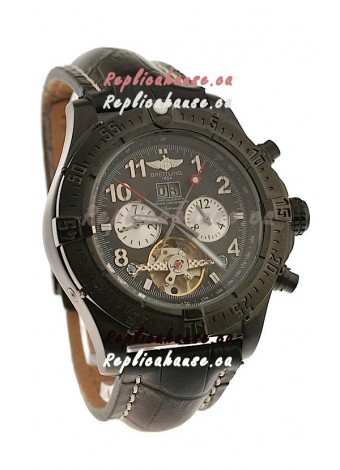 Breitling Chronometre Tourbillon Japanese Replica Watch in Black Dial