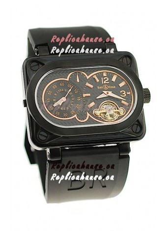 Bell and Ross BR Minuteur Tourbillon PVD Japanese Watch in Rose Gold Markers