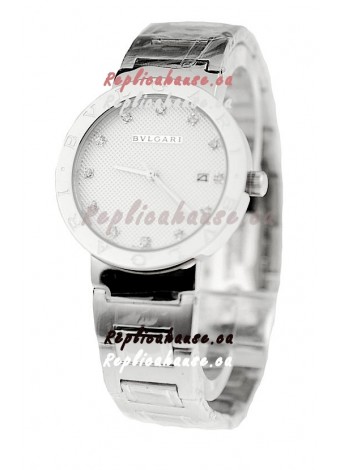 Bvlgari Quartz Japanese Silver Watch in Diamond Markers
