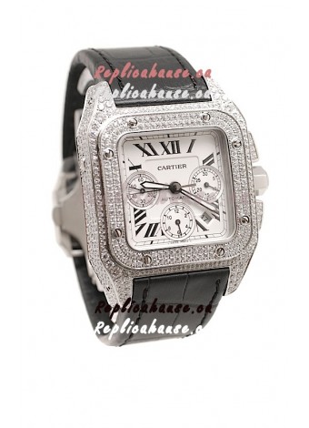 Cartier Santos 100 Swiss Replica Watch with Two Tone Casing 