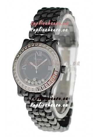 Chopard Happy Sport Ladies Japanese Black Ceramic Watch